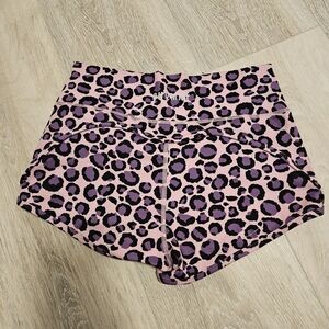 Women's Athletic Shorts - Purple Leopard Print